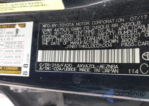 2018 Toyota Camry Le from USA, damaged, VIN JTNB11HK0J3025204